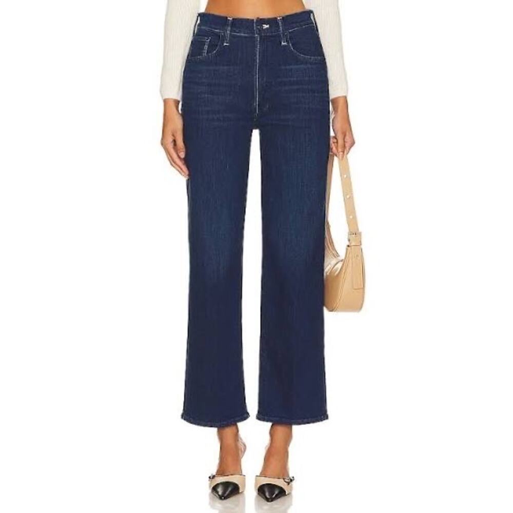 Mother The Rambler Ankle Wide Leg Jeans Animal Instinct Dark Blue 30